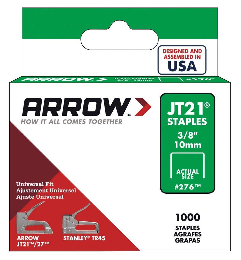 Arrow Fastener Arrow 276 JT21 3/8-Inch / 10mm Staples, 1000 Staples, Pack of 12 - Image 1